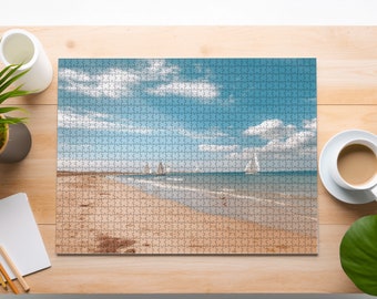 Sailboat Puzzle, Beach Puzzle, Ocean Puzzle, Unique Puzzle, Jigsaw Puzzle (30, 110, 252, 500,1000-Piece)