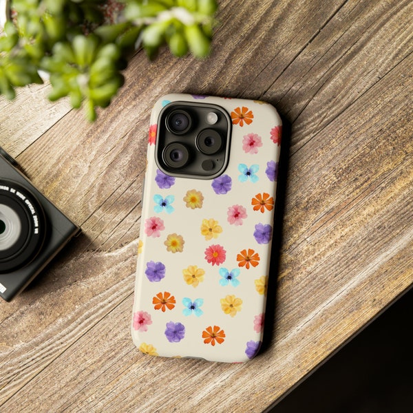 Cute phone case colorful flowers | Colorful summer phone case | iPhone 15 14 13 12 11 X | Samsung Galaxy S23 S22 S21 | Google Pixel