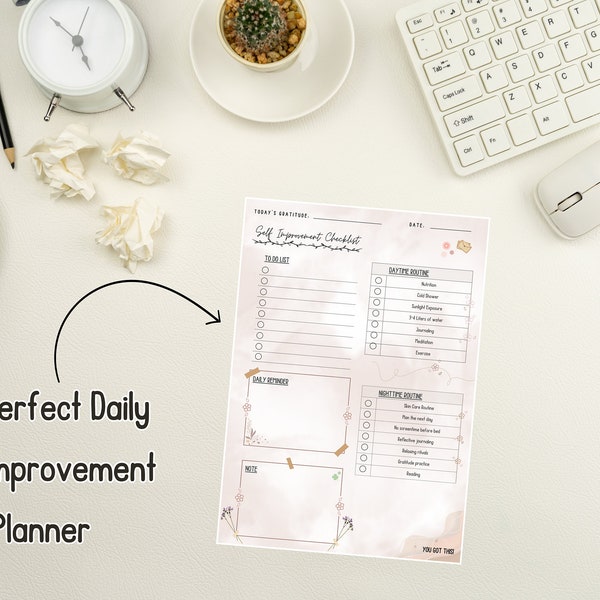 Digitaler Planer | Digitaler Self Improvement Planner | Dieser Mädchen-Planer | Täglicher Selbstverbesserung Planer | Aesthetic Planner