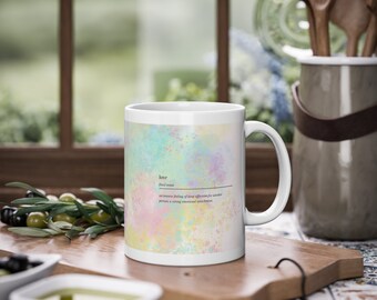 Kaffeetasse mit ästhetischem Love-Design | Kaffeeliebhaber ästhetische Tasse | Geschenkidee für Valentinstag oder Hochzeit | Keramiktasse