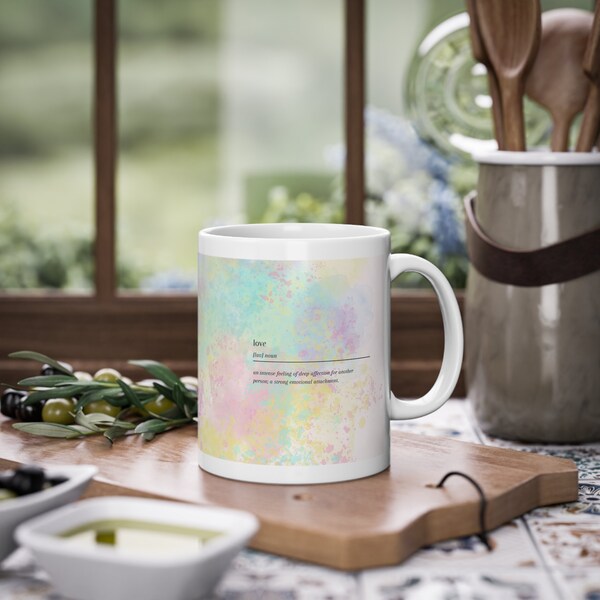 Kaffeetasse mit ästhetischem Love-Design | Kaffeeliebhaber ästhetische Tasse | Geschenkidee für Valentinstag oder Hochzeit | Keramiktasse