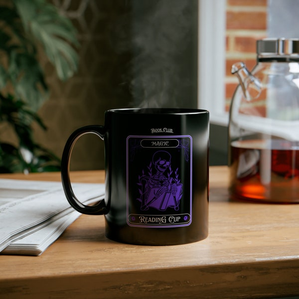 Schwarze Kaffeetasse, Kaffeebecher, Geschenkidee, Keramiktasse, "Book Club", Kaffee Geschenk, Coffee Mug, Tarot, Boho Deko, Bürotasse