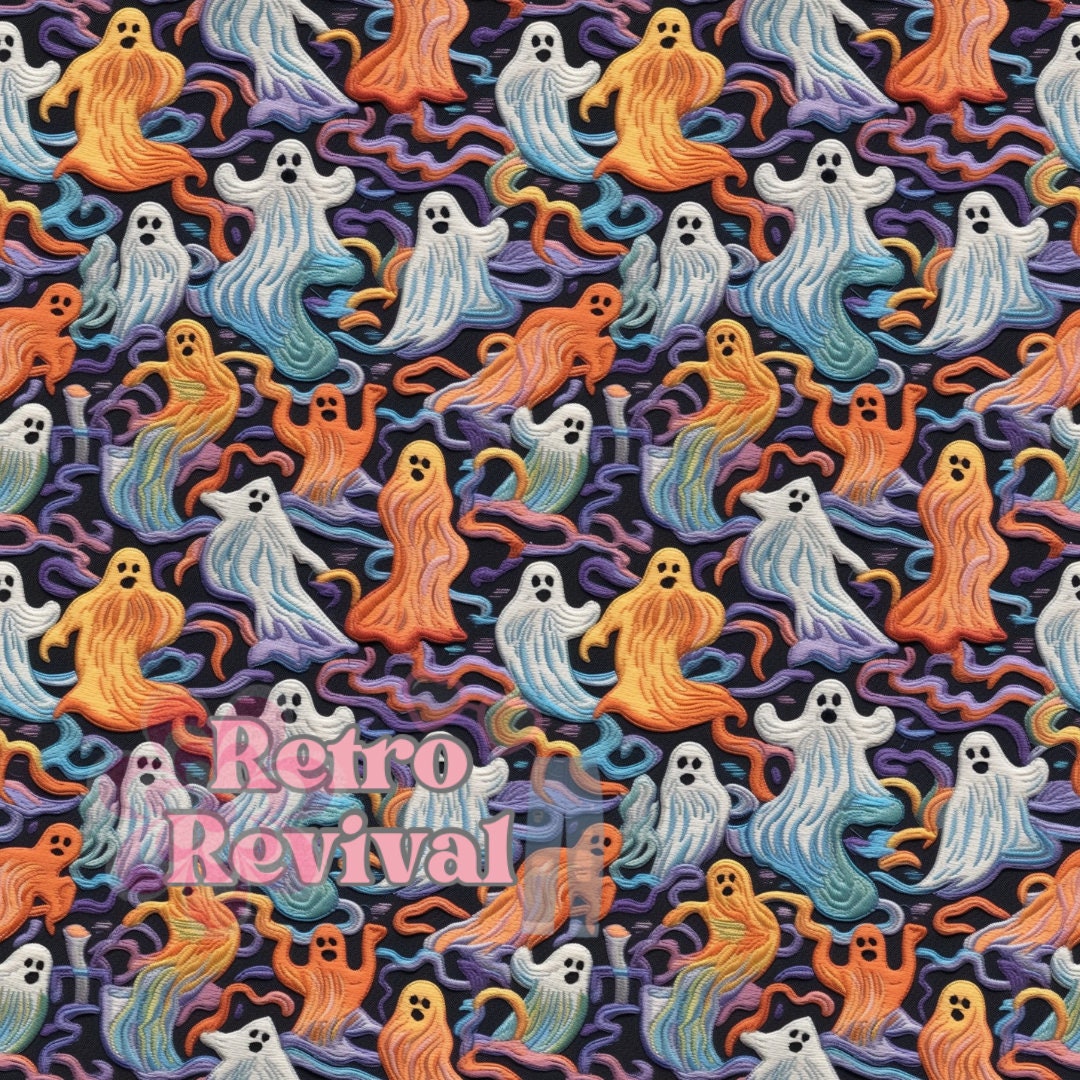 Ghosts Embroidery Seamless File Etsy