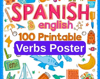 Poster sui verbi spagnolo-inglese / Apprendimento bilingue delle lingue (stampabile)