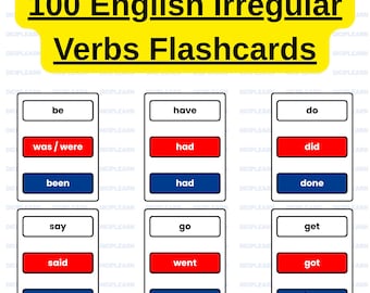 Verbi irregolari 100 schede didattiche: apprendimento dell'inglese come seconda lingua (PDF stampabile)
