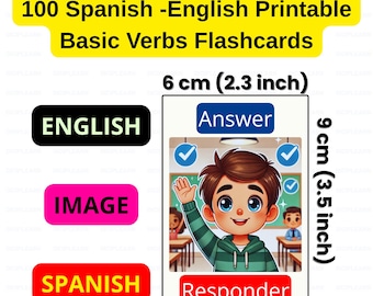 Schede didattiche sui verbi spagnolo-inglese: apprendimento bilingue per bambini (stampabili)