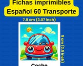 Spanish Transportation Flashcards: 60 Vehicle Cards for ESL (Digital Download)
