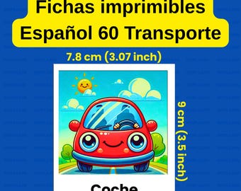 Flashcard sui trasporti in spagnolo: 60 schede sui veicoli per l'inglese come seconda lingua (download digitale)