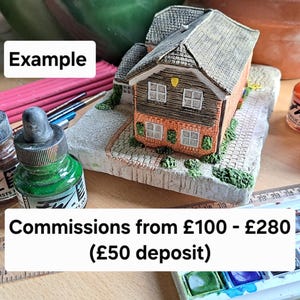 YOUR OWN HOME solid cast handmade miniature replica from 140GBP-280GBP (50GBP deposit). [Approx 180-370 usd]. Please read item details below