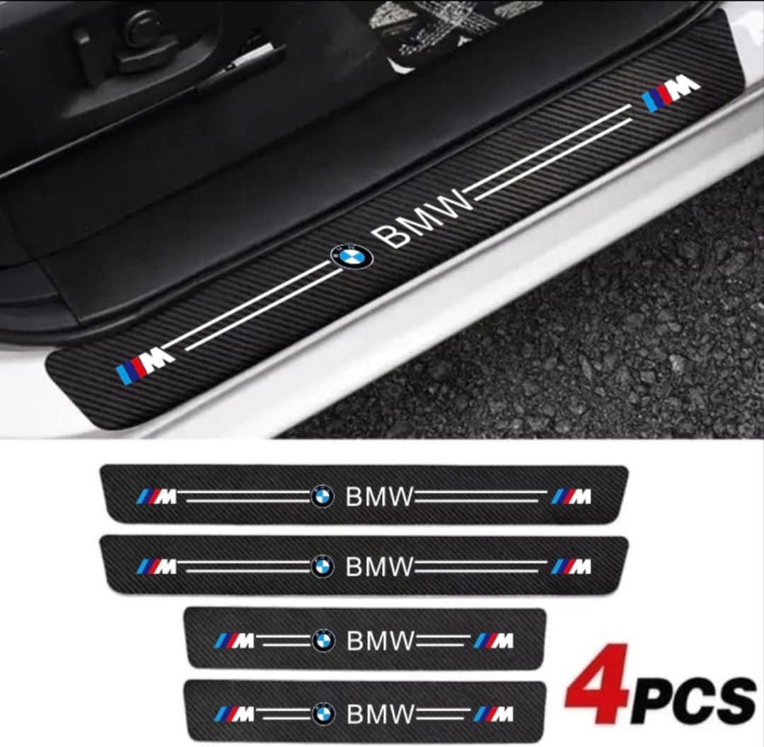 New 4 Carbon Fiber BMW Door Sill Protector X1 X3 X5 M3 M4 M5 M Logo