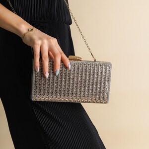 Silver Evening Bag Silver Clutch Purse Silver Evening Clutch Black Silver Clutch Sequin Party Bag Bride Prom Bag women Clutch Bag Etsy