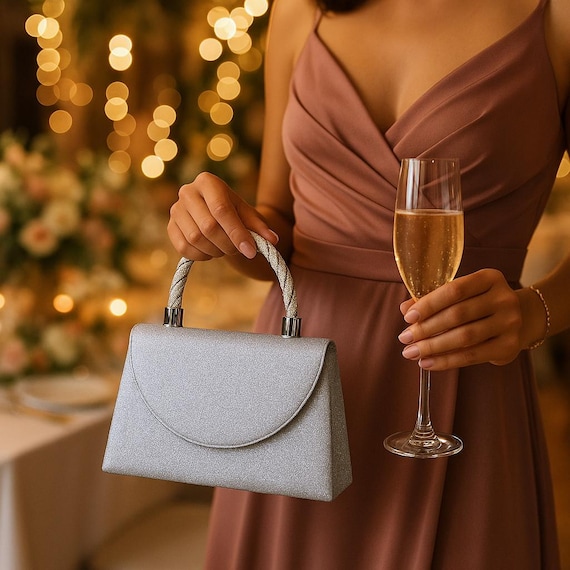 Abendtasche Silber Graue Abendtasche Damen-Abendtasche