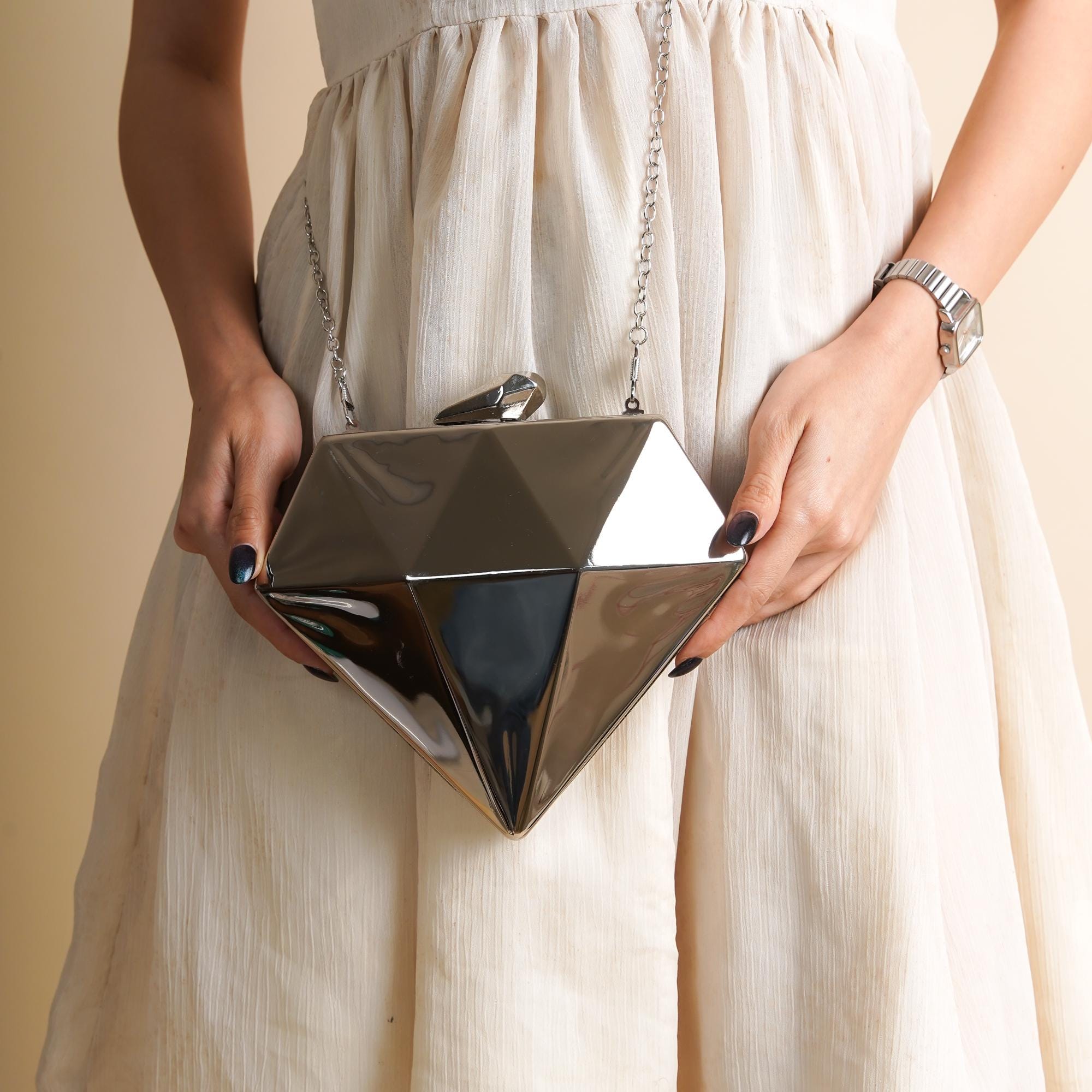 Silver Evening Bag Silver Clutch Bags Silver Geometric Clutch Modern Evening Bags Silver Hexagonal Clutches Bridal Wedding Clutch Etsy UK