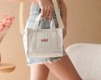 Mini Tote Bag - Natural Mini Tote - Small Tote Handbag