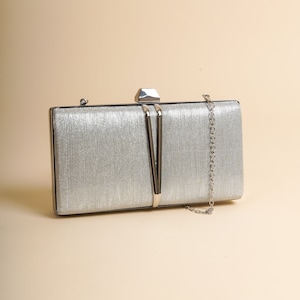 Silver Clutch Bag - Silver Clutch Purse - Silver Evening Bag - Silver Clutch For Wedding - Shiny Evening Purse - Glitter Wedding Handbag