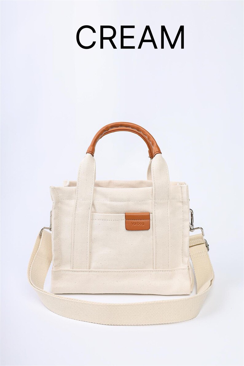 Mini Tote Bag Canvas Tote Purse Cream Tote Bag Black Tote Bag Small