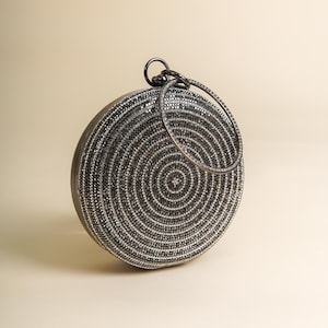 Silver Clutch Bag For Wedding - Silver Round Clutch - Clutch And Evening Bags - Metallic Clutch Bag - Evening Clutch Silver - Wedding Clutch