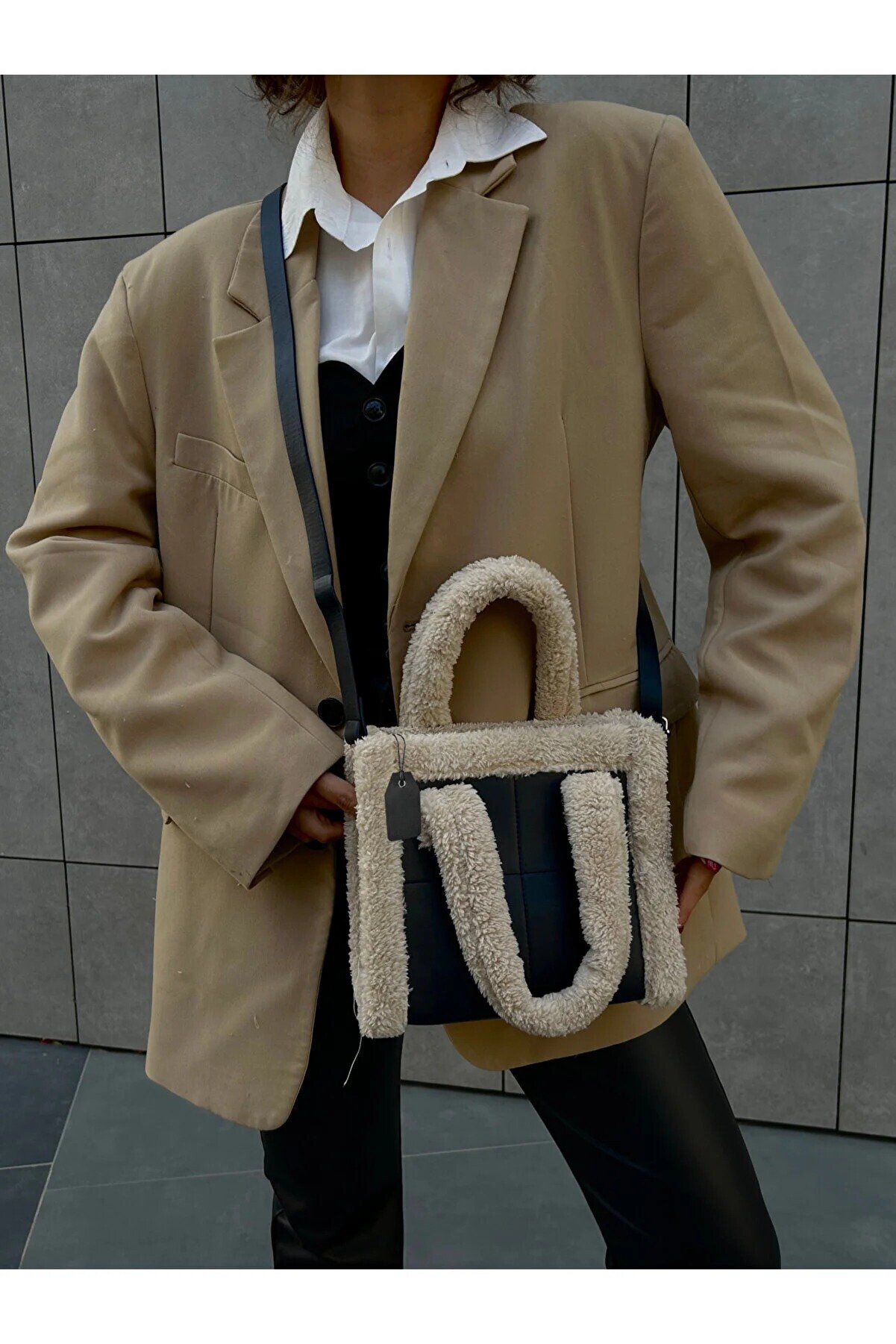 Black Faux Fur Bag Rambo3