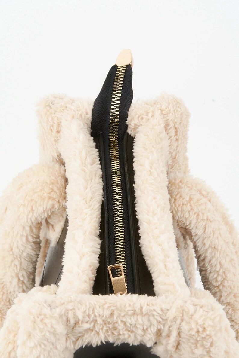 Black Feathered Faux Fur Bag Pastel