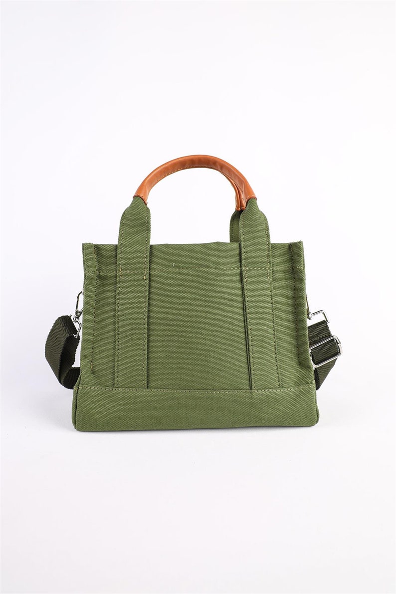 Mini Canvas Tote Khaki Tote Bag Small Women Bag Top Handle Tote Bag Crossbody Tote Bag Shoulder