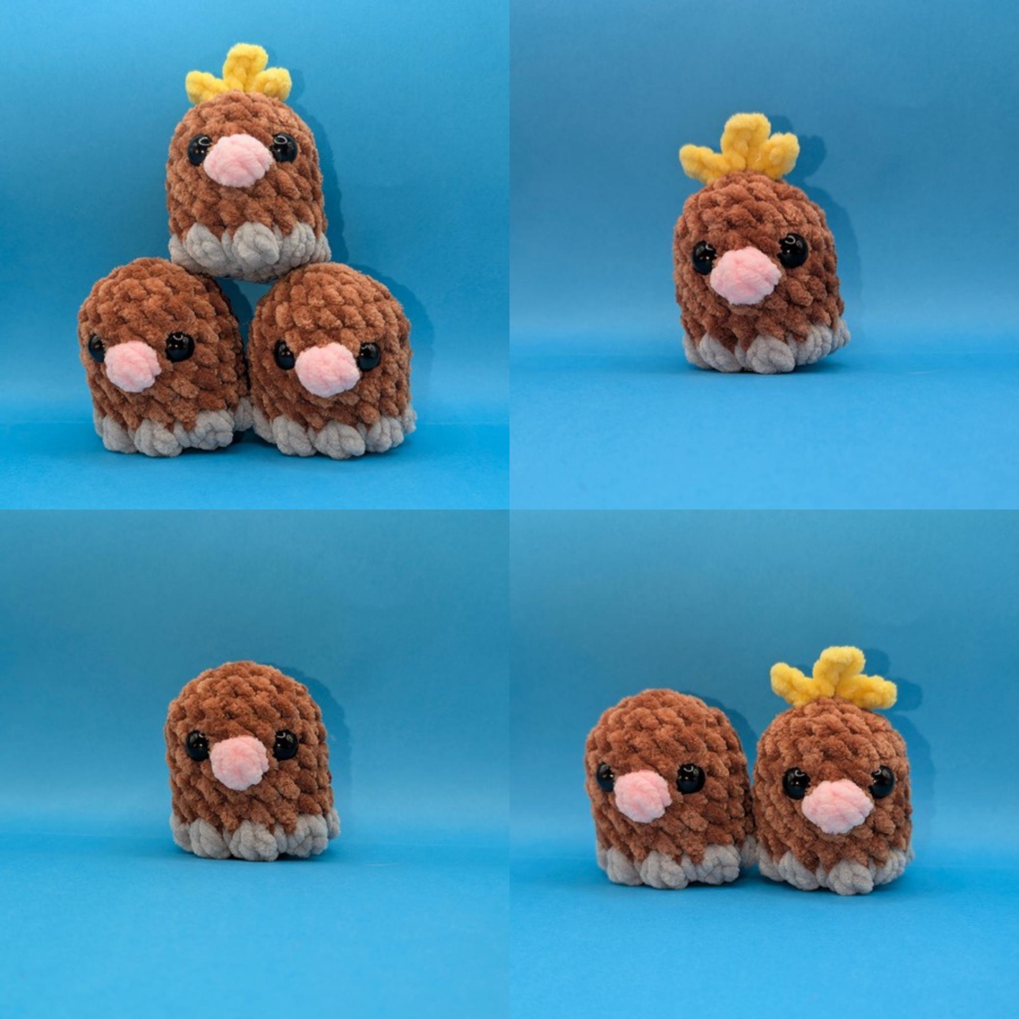 No-sew Mole | Crochet Diglett Pattern Amigurumi - Etsy