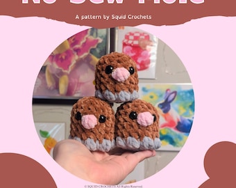 No-Sew Mole | Virkat Diglett-mönster Amigurumi