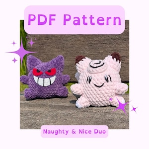 Naughty and Nice Duo | Crochet Pattern Gengar and Clefairy Amigurumi