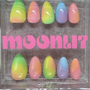 Pastel Aura Press On Nails | Rainbow Sherbert Nails | Spring Aura Nails | Minimal Ombre Nails | Handmade Press Ons