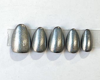 Silver Chrome Press On Nails: Y2K Goth Luxury Gel Nails