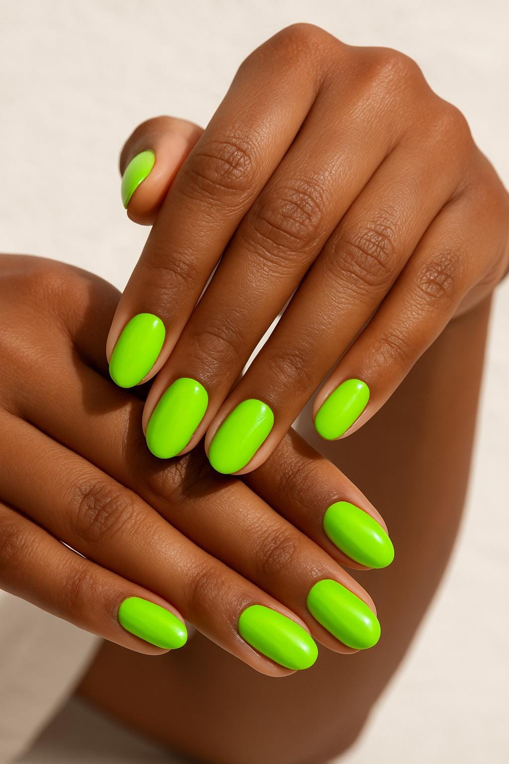Summer Electric Green Press On Nails | Solid Nails | Summer Fun Nails | Almond, Square, Coffin, Stiletto Press Ons | Green e306 | Simple