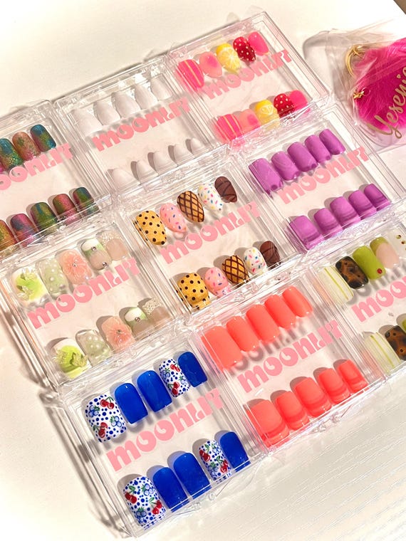5 Set Lucky Scoop, Press on Nail Bundle, 50 PC Press on Nail Set