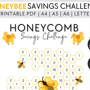 Bee Savings Challenge, Printable Savings, Fun Savings Tracker, Cash Stuffing Challenge, Kids Savings Challenge, Colour In As You Save