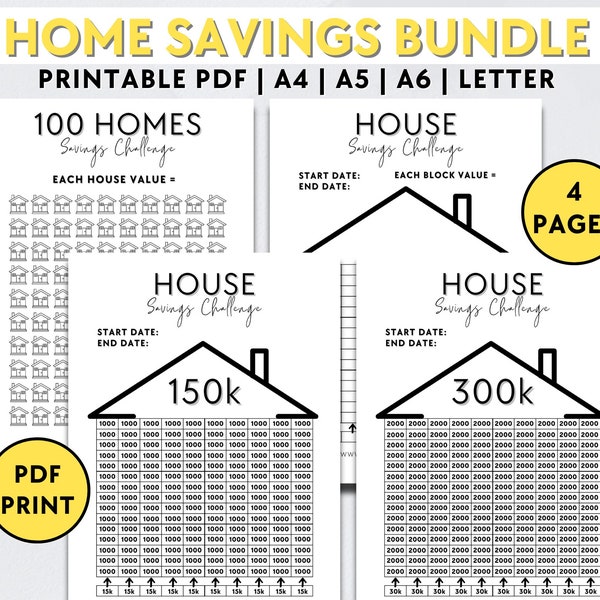 150k 300k House Savings, New Home Savings Challenge, New House Savings Tracker, Home Savings Goals Tracker, Printable PDF