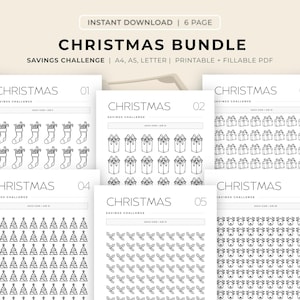 Christmas Savings Challenge Bundle: Printable Xmas Budget Trackers (Instant Download)