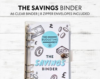 Savings Binder | A6 Clear Budget Binder | Cash Budgeting Binder | Cash Envelopes | Savings | Cash Stuffing Binder