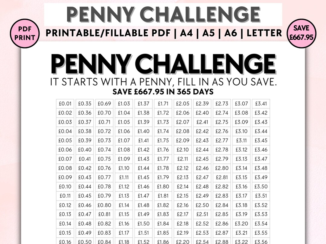 Penny Challenge 1p Savings Challenge Penny Savings Challenge Learn