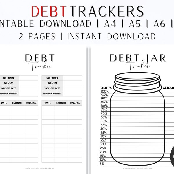 Loan Debt Tracker Printable, Debt Payment Tracker, Debt Jar Template, Debt Snowball, Loan Debt Payoff, Loan Debt Management, Planner Inserts