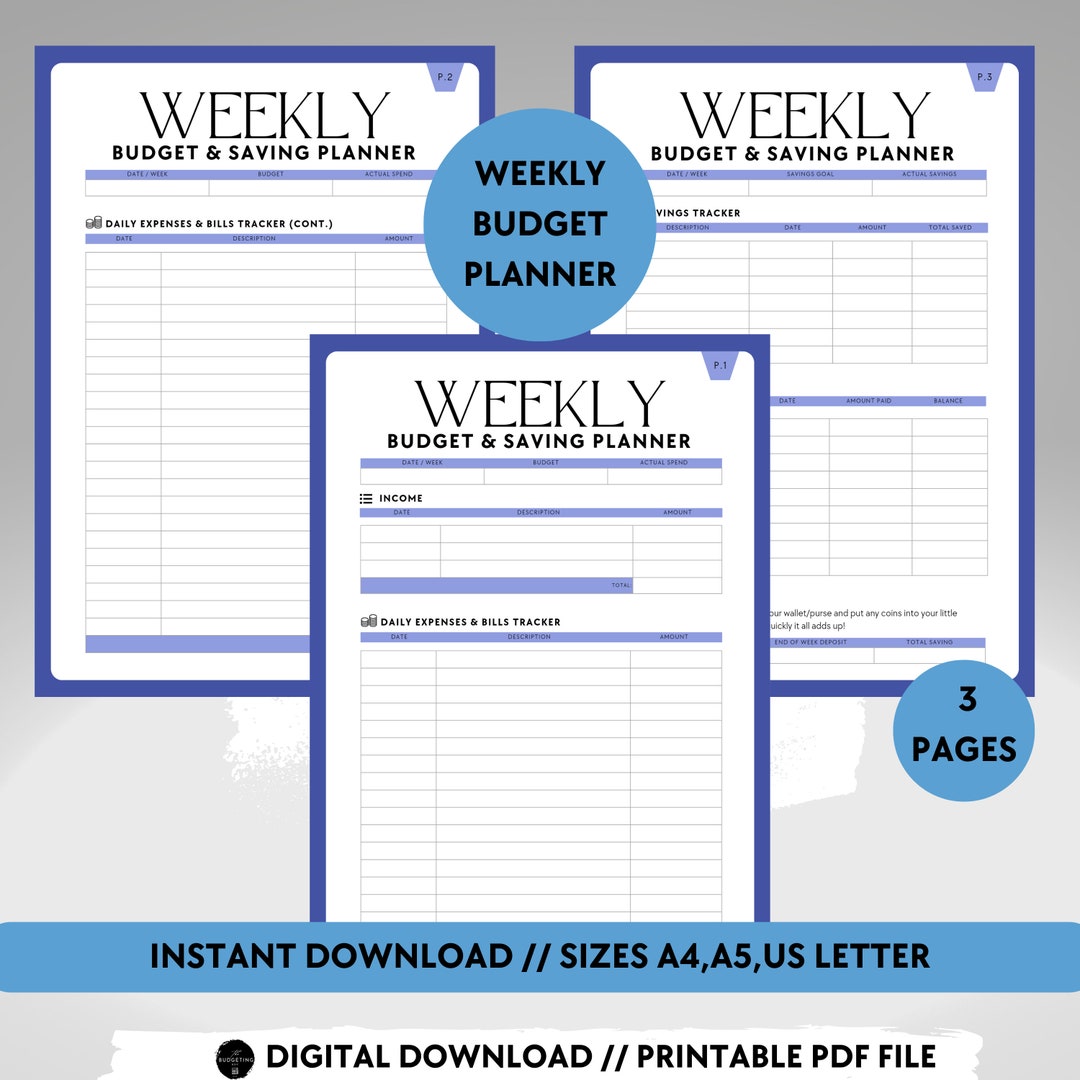 Printable Weekly Budget Planner Family Planner Organize Etsy