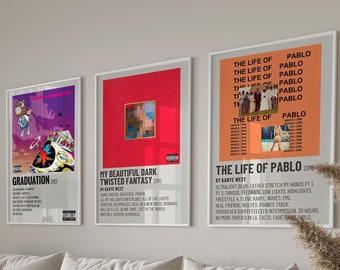 Kanye West Album Poster Set: Minimalist Music Prints (Digital Download)