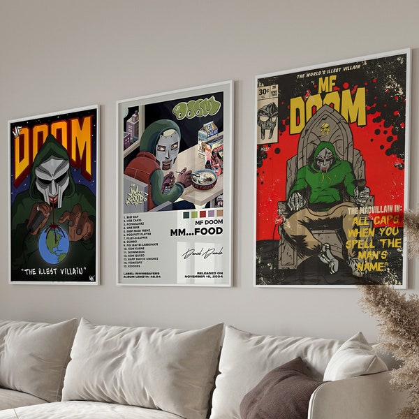 Ensemble de 3 affiches MF Doom, affiche Mf Doom, affiche d'art Madvillian, ensemble d'affiches classiques hip hop, affiche rap classique, TÉLÉCHARGEMENT NUMÉRIQUE