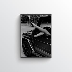 Black & White Car Fashion Poster: Designer Wall Art (Digital Download)