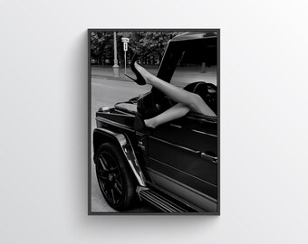 Black & White Car Fashion Poster: Designer Wall Art (Digital Download)
