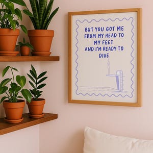 Olivia Dean &#39;Dive&#39; Print, Dive Olivia Dean Poster, Bedroom Wall Art, Music Print, UNFRAMED