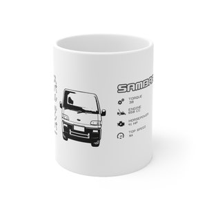 Car Enthusiast Mug, Kei Truck, Subaru Sambar, JDM Coffee Mug, Car Guy, Friend, Birthday Gift, Kei Car, Katakana