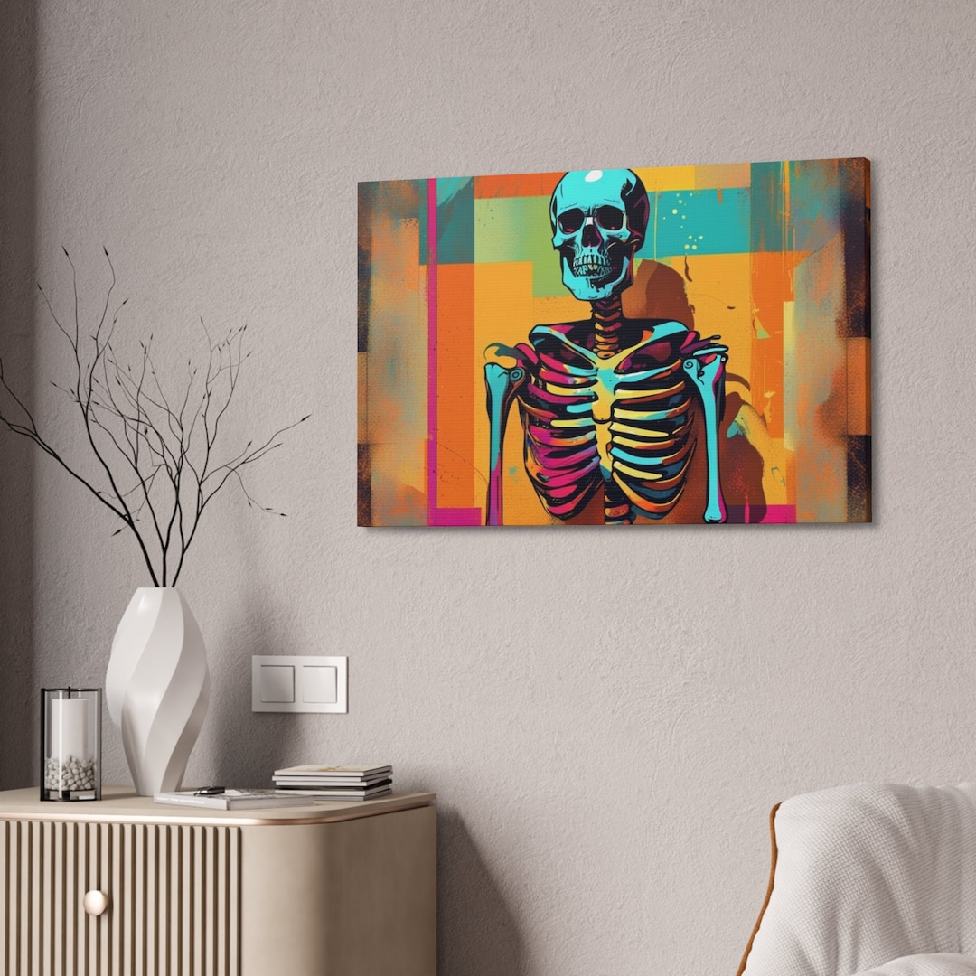 Skeleton Halloween Art 2023 Framed Skeleton Halloween Etsy
