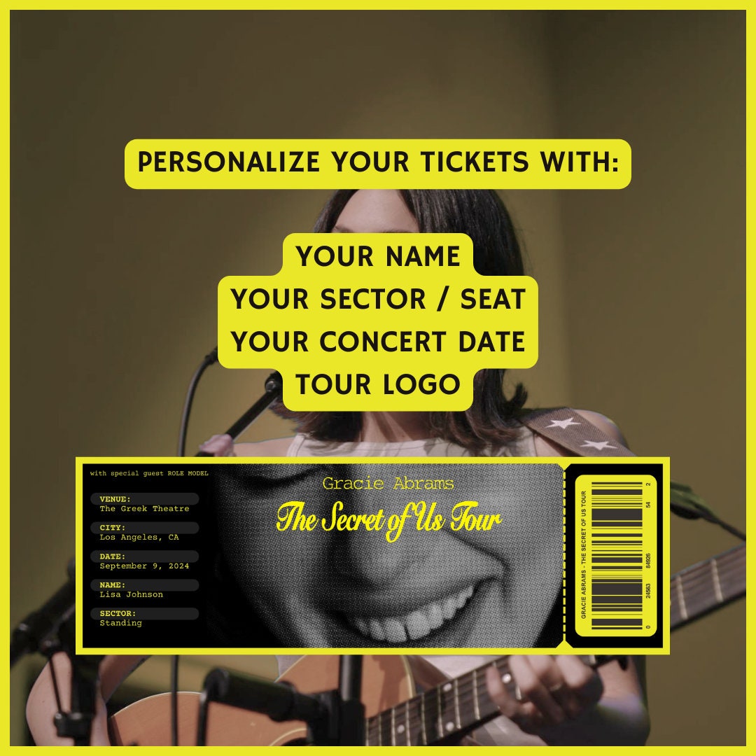 Decorative Ticket Gracie Abrams the Secret of Us Tour WITH