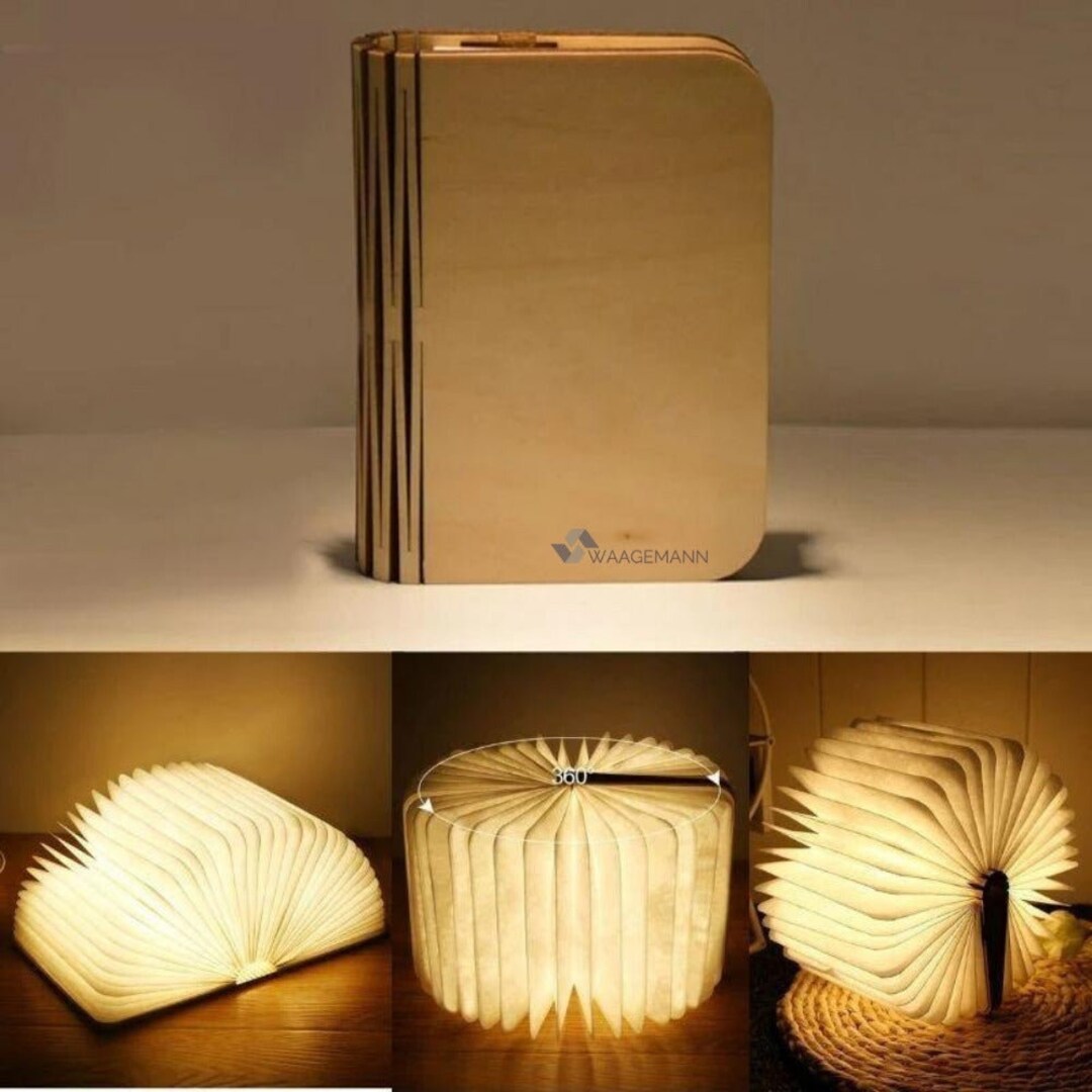 Lumobook Folding Book Lamp Made of Wood Bedside Lamp for Etsy