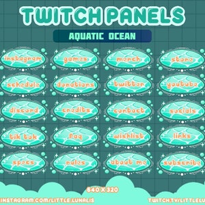 Turquoise Aquatic Ocean Twitch Panel for Twitch Streamers - Water ...