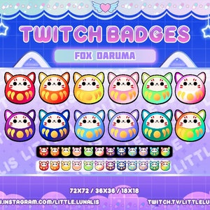 12 söta Fox Daruma-submärken för Twitch-streamers - kitsune, docka, Japan, talisman, lycka till