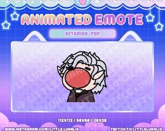 Animiertes niedliches Astarion Pop Emote für Twitch, YouTube, Discord - Baldurs Gate, BG3, dnd, Schurke, Vampir